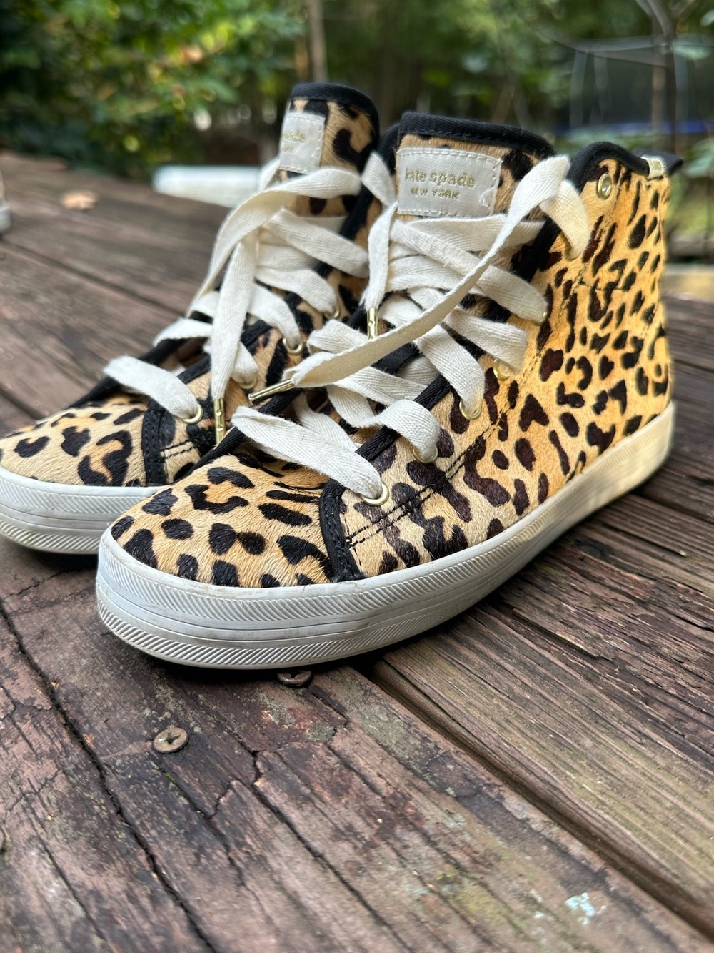Kate Spade x Keds Leopard-Print High-Top Sneakers